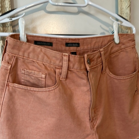 WILD FABLE | Highest Rise Bermuda Salmon Orange Women's Distressed Shorts - Picture 6 of 10